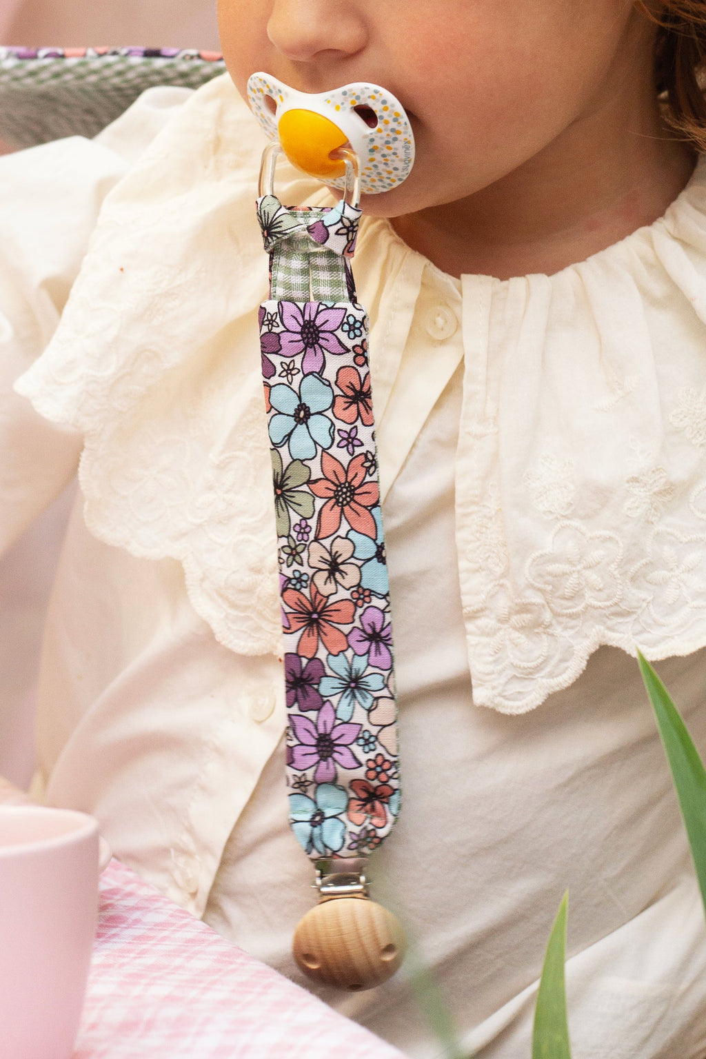 Pacifier Clip - Green Gingham