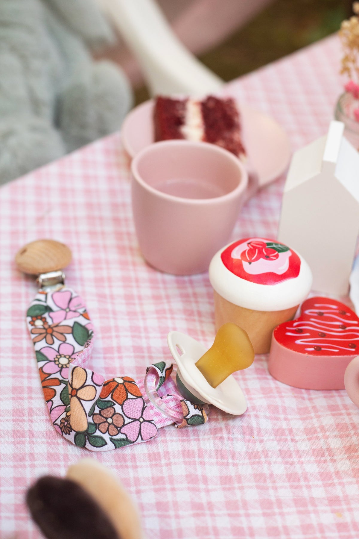 Pacifier Clip - Pink Gingham