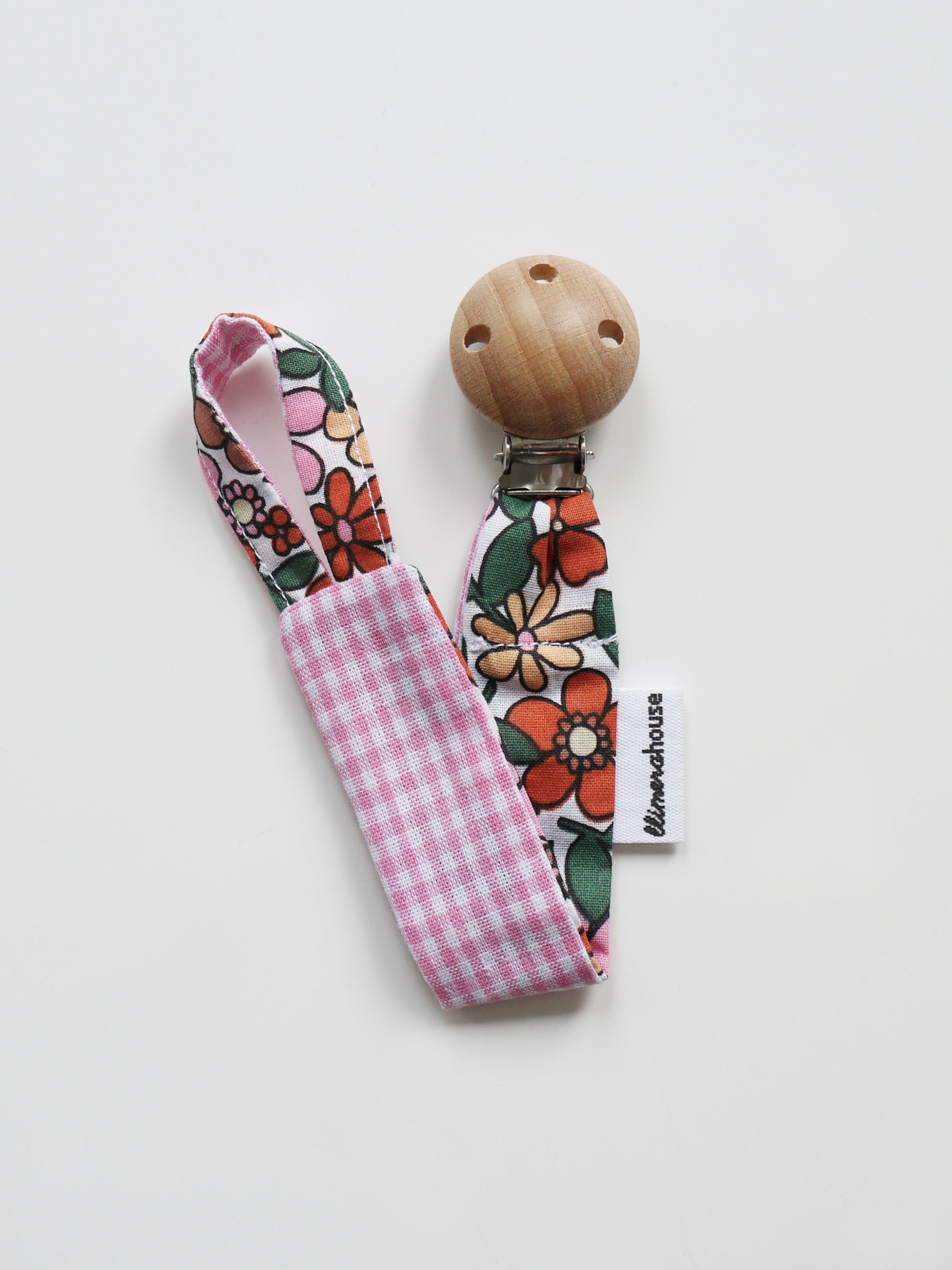 Pacifier Clip - Pink Gingham