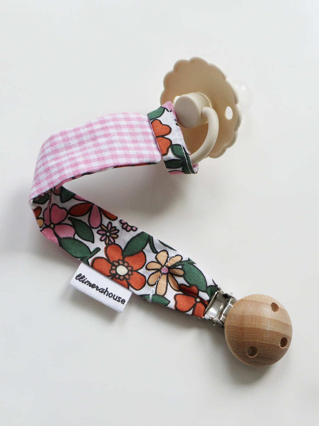 Pacifier Clip - Pink Gingham