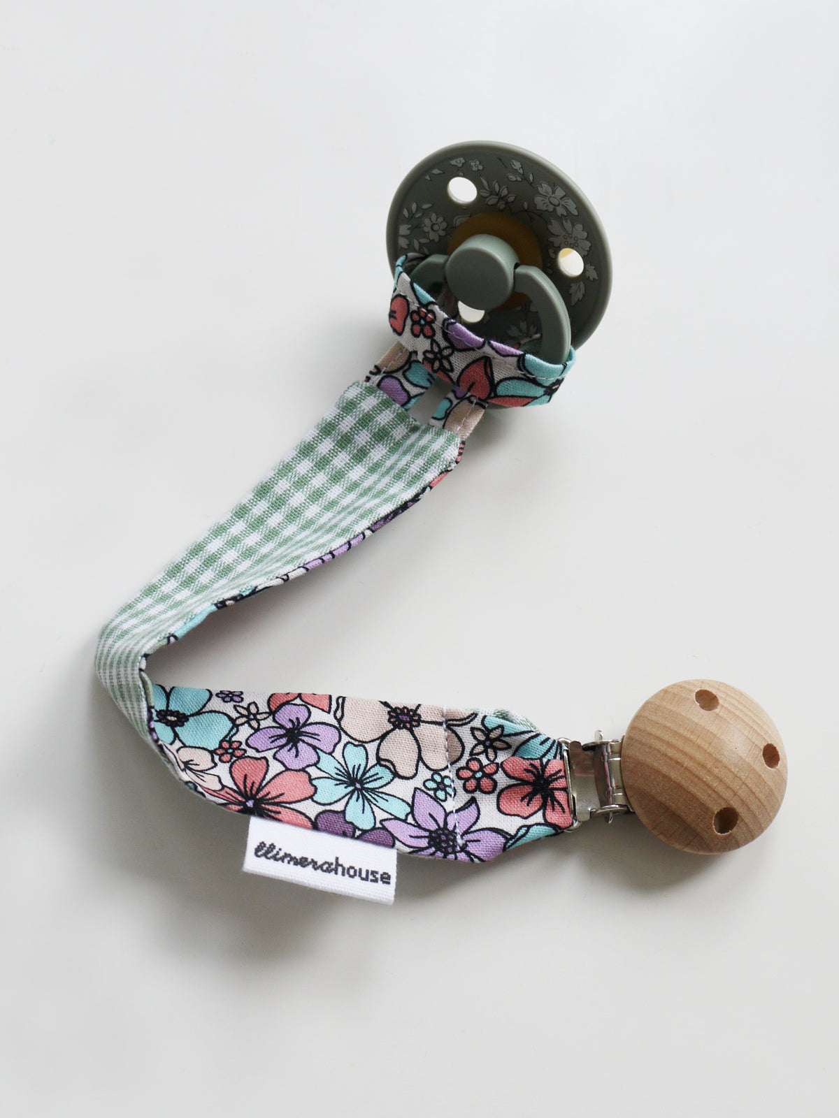 Pacifier Clip - Green Gingham