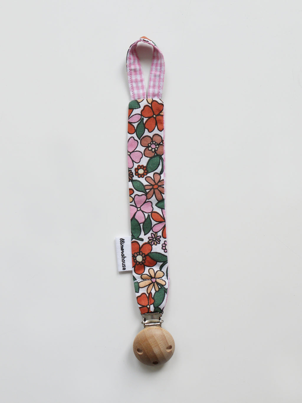 Pacifier Clip - Pink Gingham