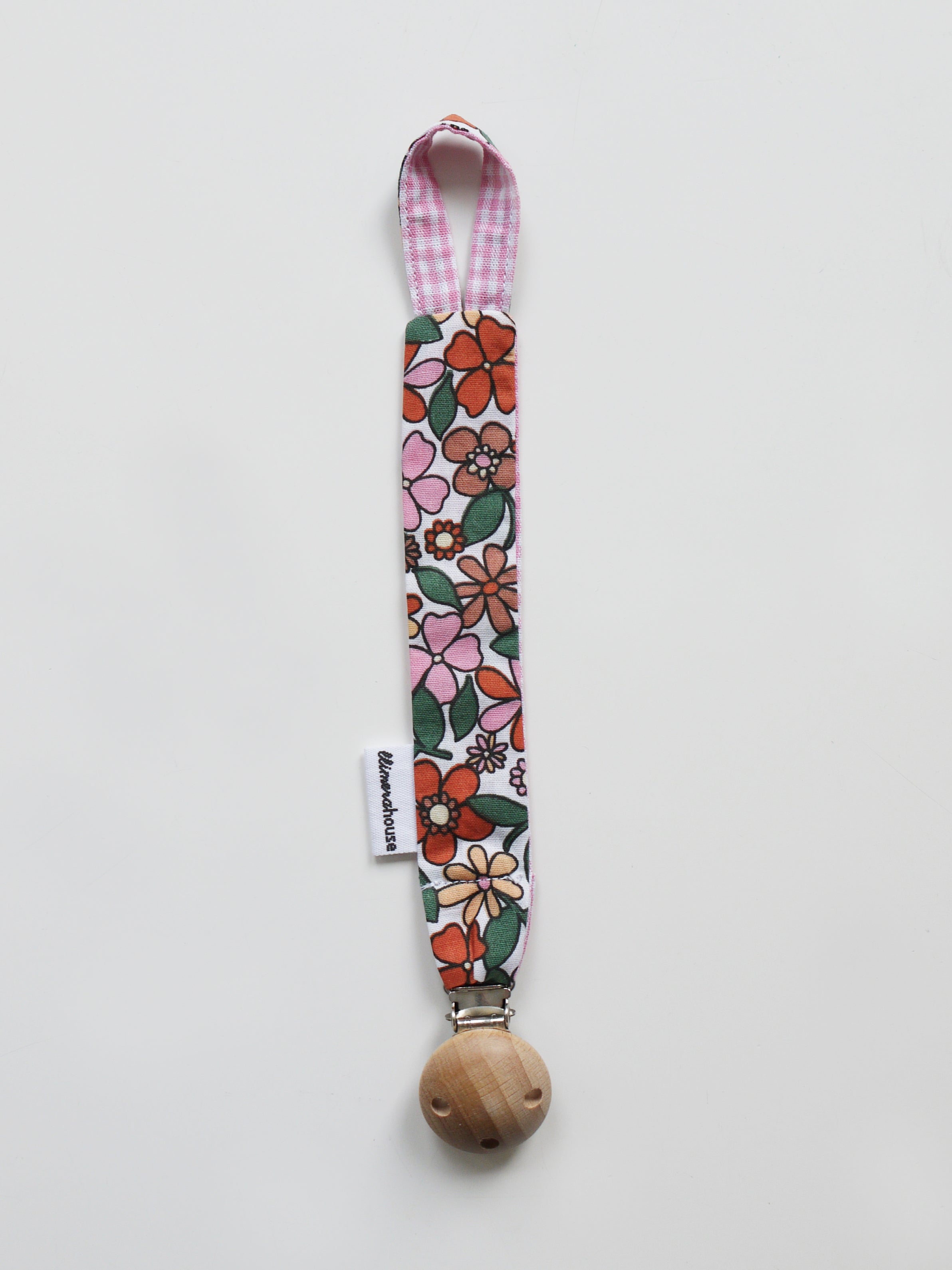 Pacifier Clip - Pink Gingham